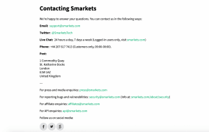 Smarkets Contact Page