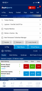 BoyleSports App in play on home page