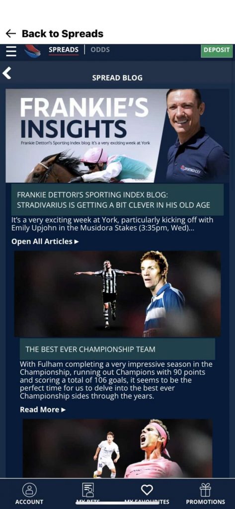 Sporting Index app blog