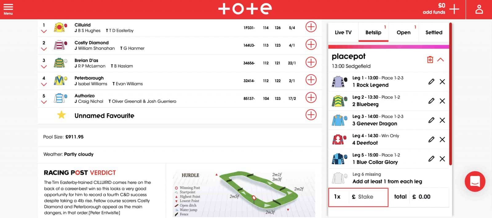 Totesport placepot 1