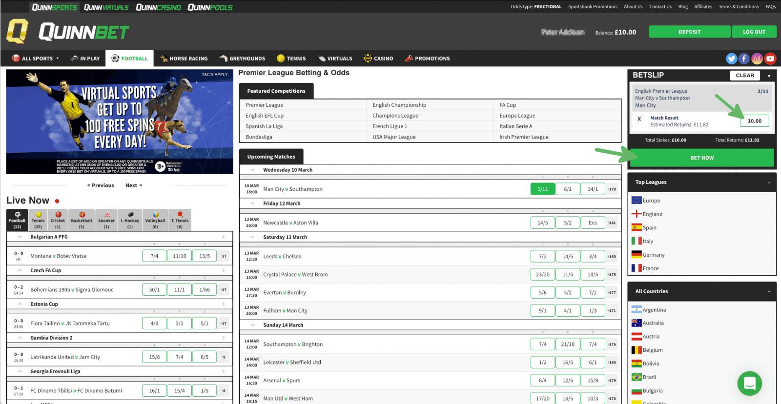 quinnbet free bet