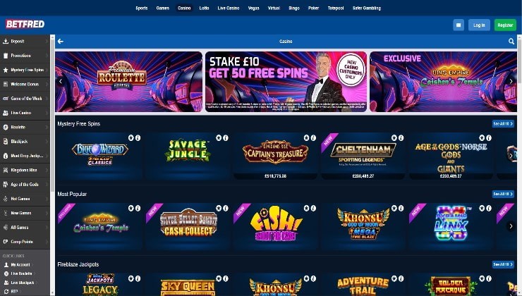 Betfred’s game lobby and welcome bonus