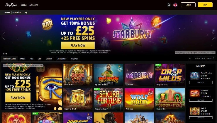 the welcome offer at HeySpins