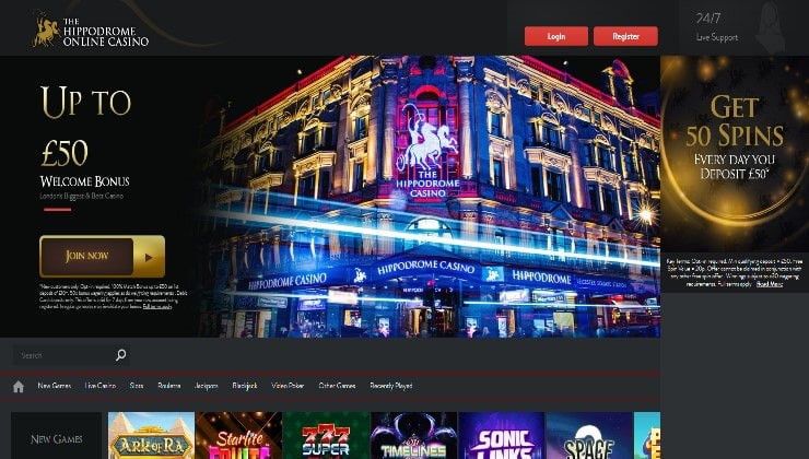 The Hippodrome online casino website