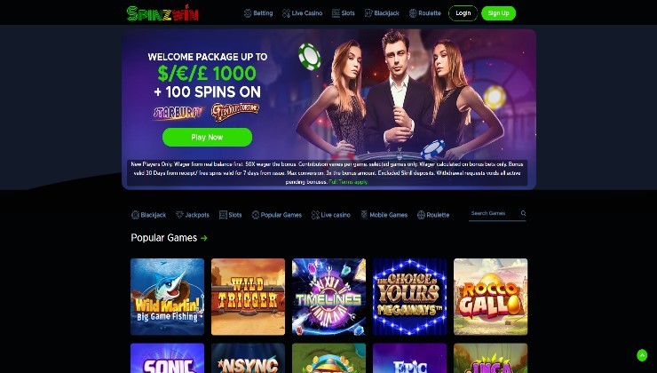 The SpinzWin online casino site