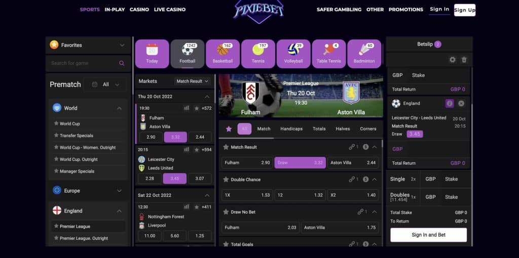 Pixiebet Review Pixiebet Football Betting