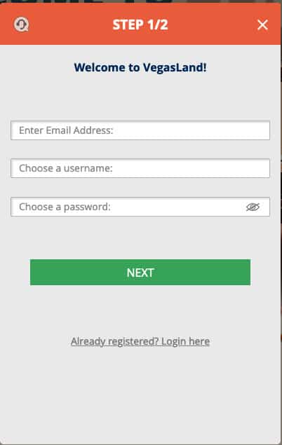 Vegasland sign up