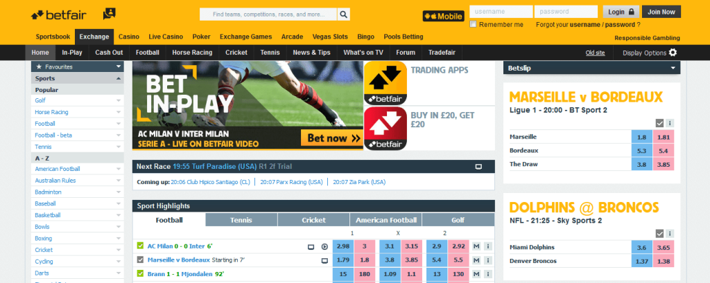 betfair website homepage