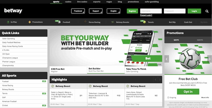 Betway Home Page