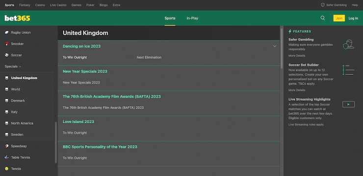 bet365 Special tennis Bets
