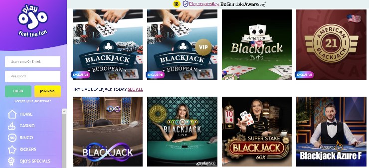 online blackjack casino sites PlayOJO