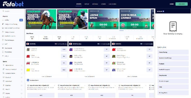 Fafabet UK homepage