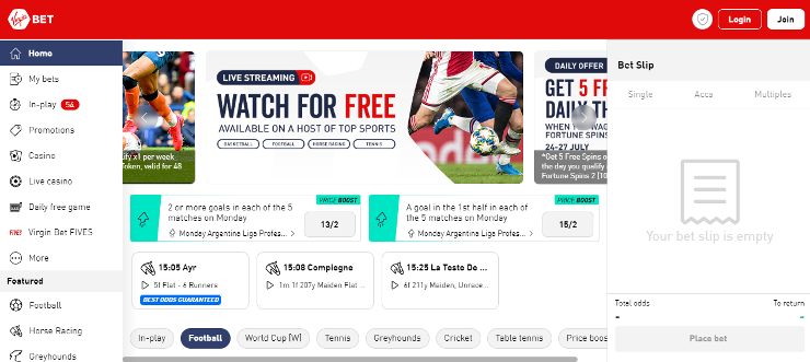 virginbet UK homepage