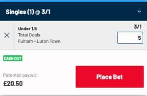 fulham v luton under 1.5 goals