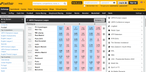 Liability in Betting Betfair