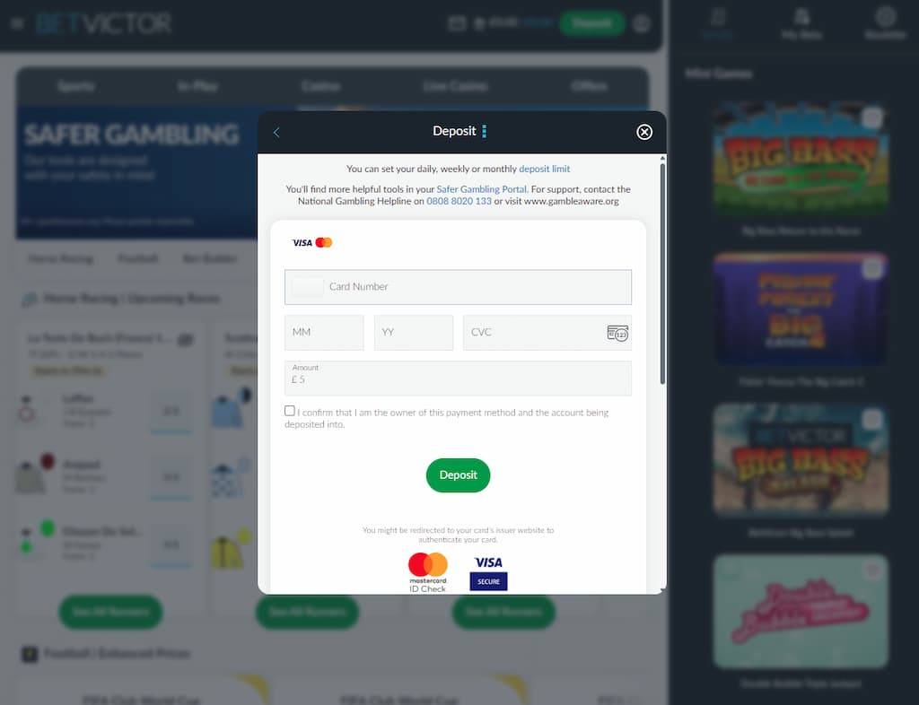 BetVictor Deposit