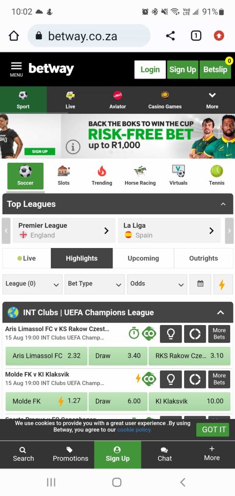 betway app South Africa A